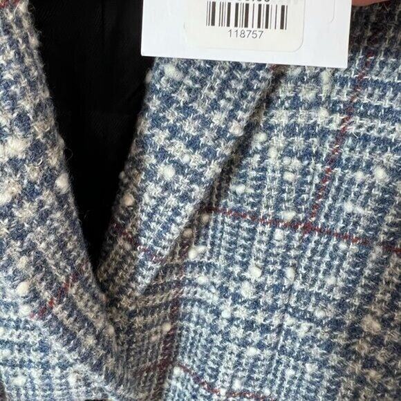 NEW NWT $560 Isabel Marant Etoile Kice Plaid Wool-Blend Blue Printed 1 button - Picture 13 of 13